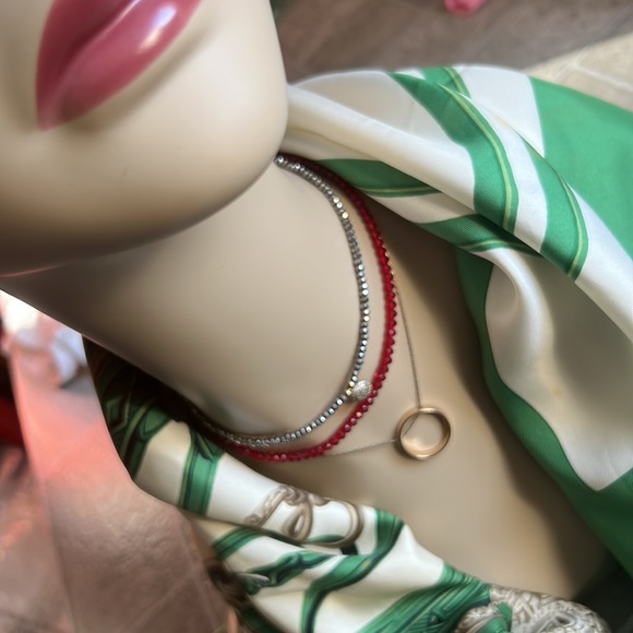 Set of 3 checkers 13-14” long delicate beaded teen layers red solver gold bundle - Picture 11 of 11